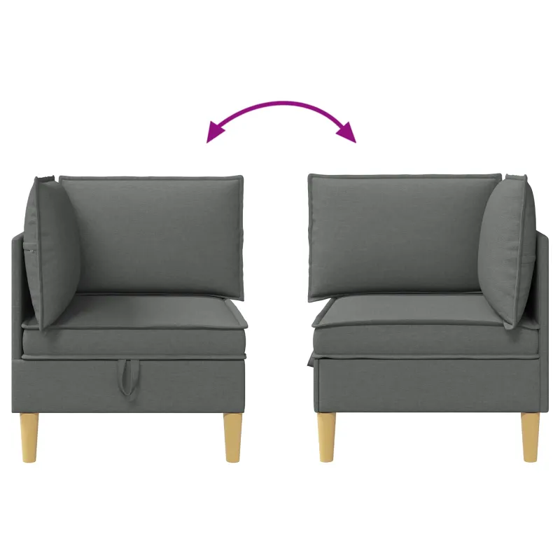 Kampinė Sofa su Saugykla Tamsiai pilka Audinys