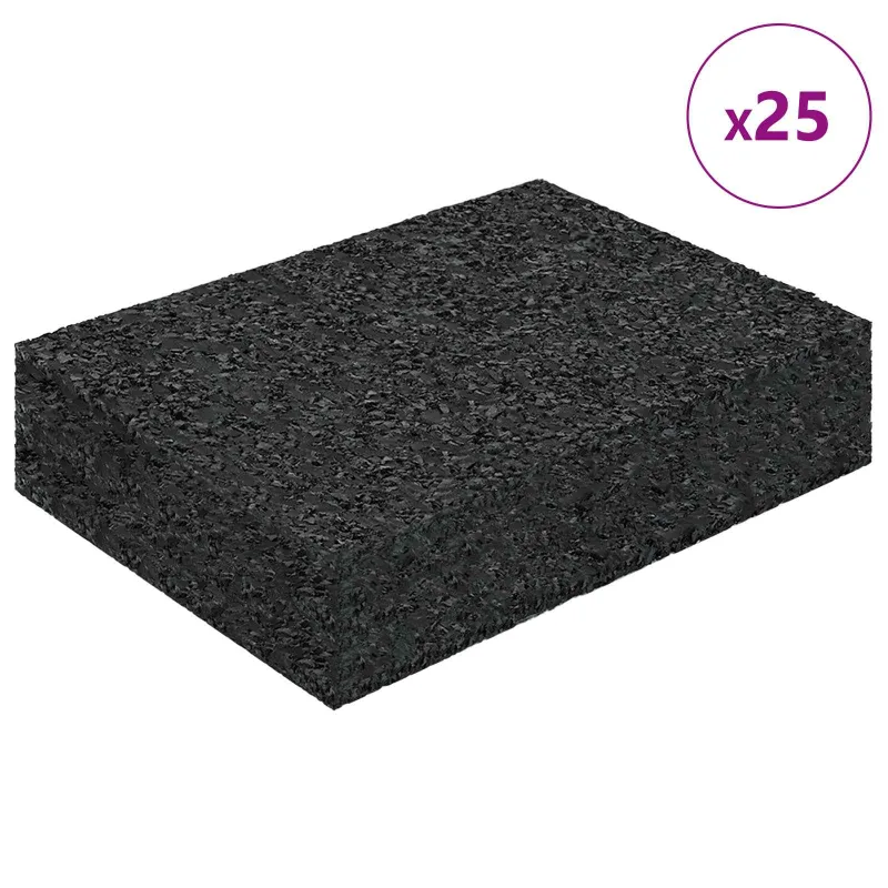 Gumos granulių terasų kilimėlis 25 pcs Juodas 9 x 6 x 2 cm Guma