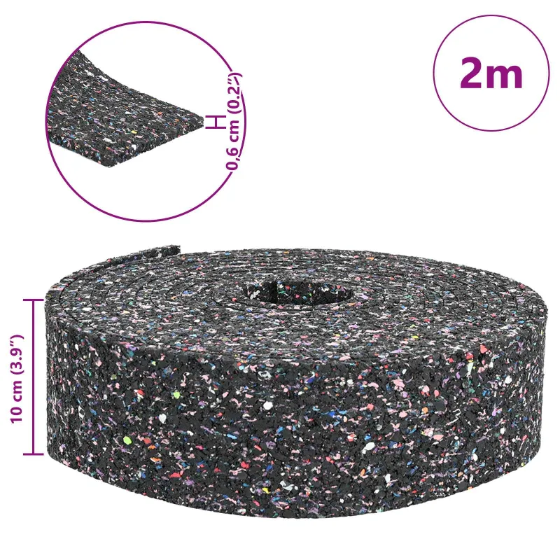 Gumos granulių ritinys Juodas 200 x 10 x 0,6 cm Guma