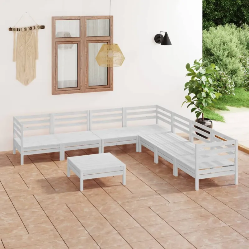 Sodo poilsituoli- ja kalustekokonaisuus, 8 osaa, valkoinen, kuusipuuta