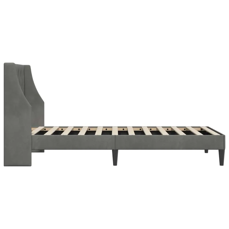 Lovos rėmas su galvūgalio Tamsiai pilka 90 x 200 cm Aksomas