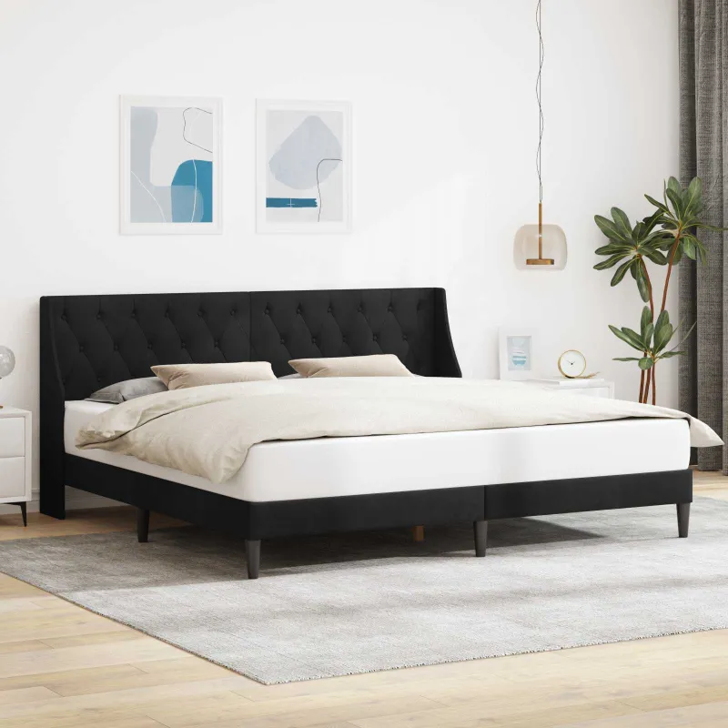 Lovos rėmas su galvūgalio Juodas 180 x 200 cm Aksomas