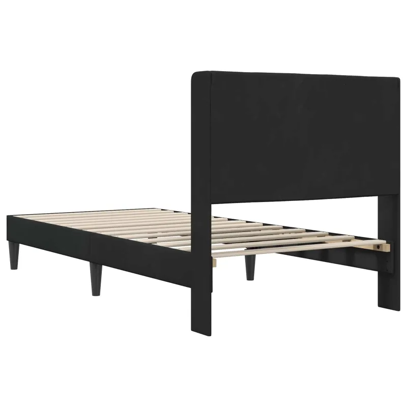 Lovos rėmas su galvūgalio Juoda 90 x 190 cm Aksomas