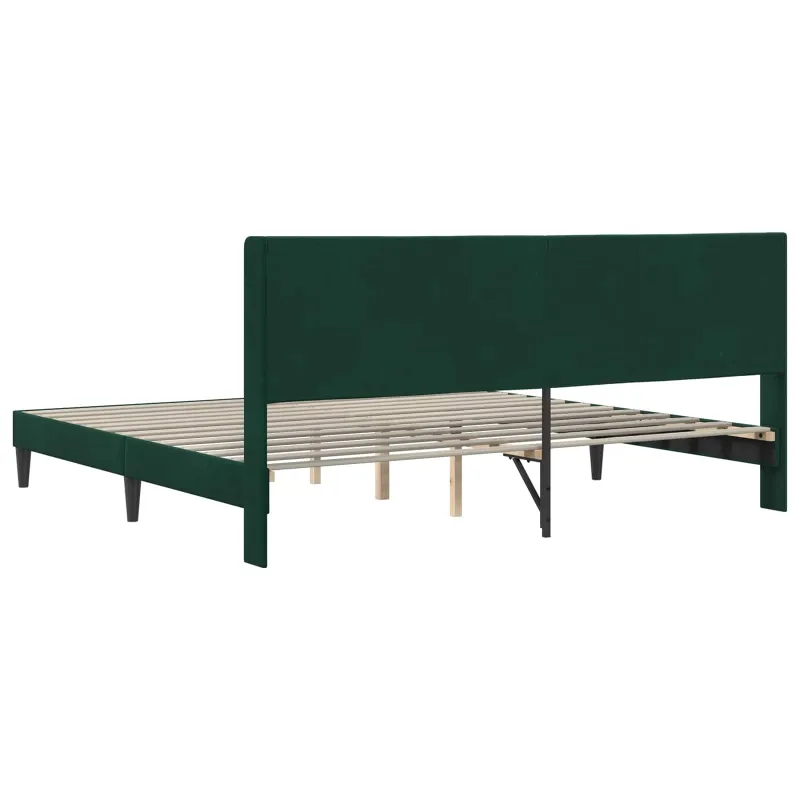 Lovos rėmas su galvūgalio Tamsiai žalia 200 x 200 cm Aksomas