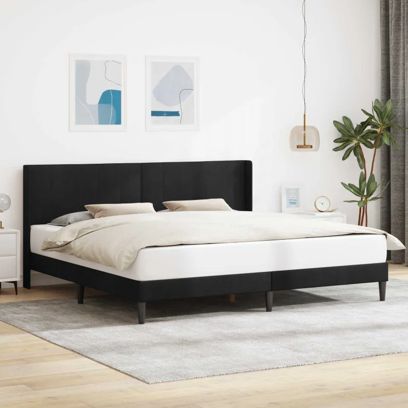 Lovos rėmas su galvūgalio Juoda 200 x 200 cm Aksomas