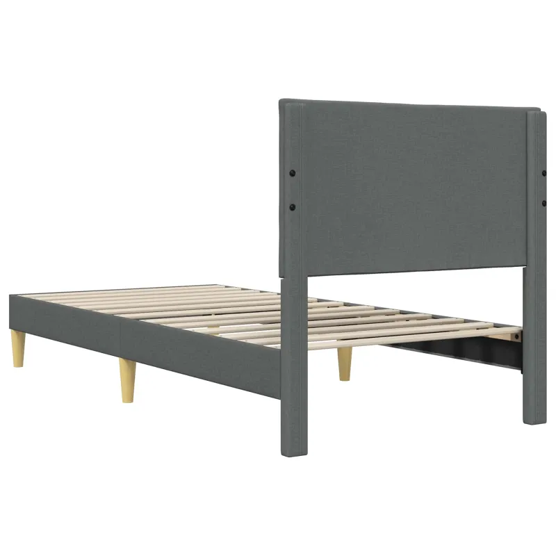 Lovos rėmas su galvūgalio Tamsiai pilka 100 x 200 cm Audinys