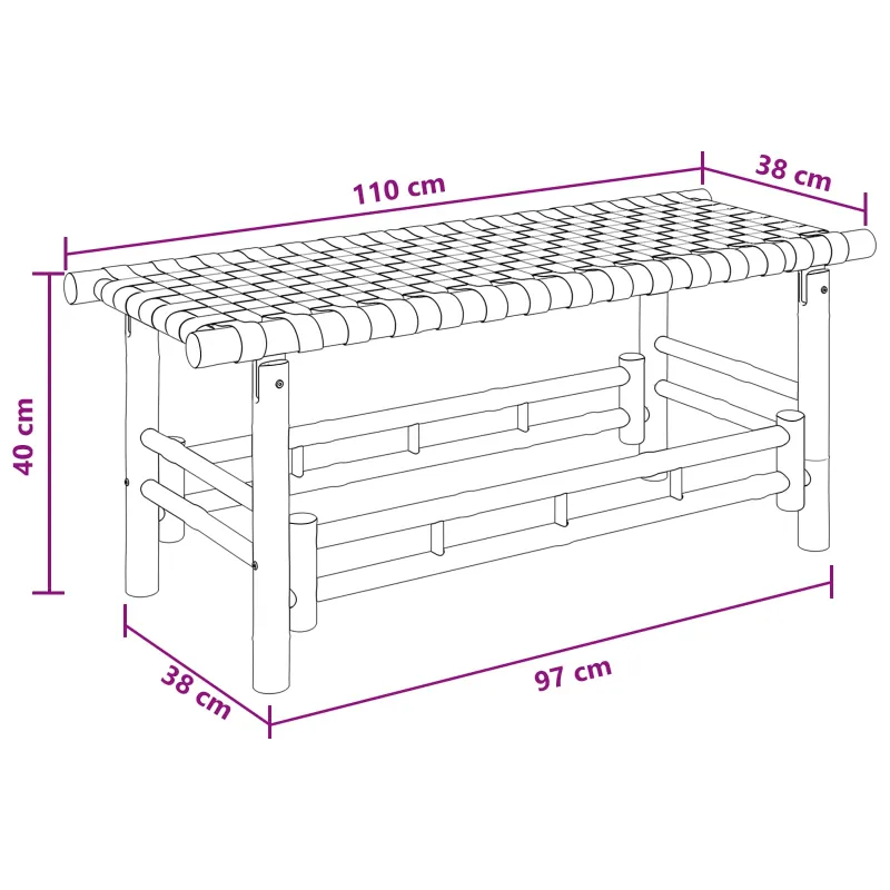 Sodo suolas 110 x 38 x 40 cm Bambukas Natūrali Stačiakampio