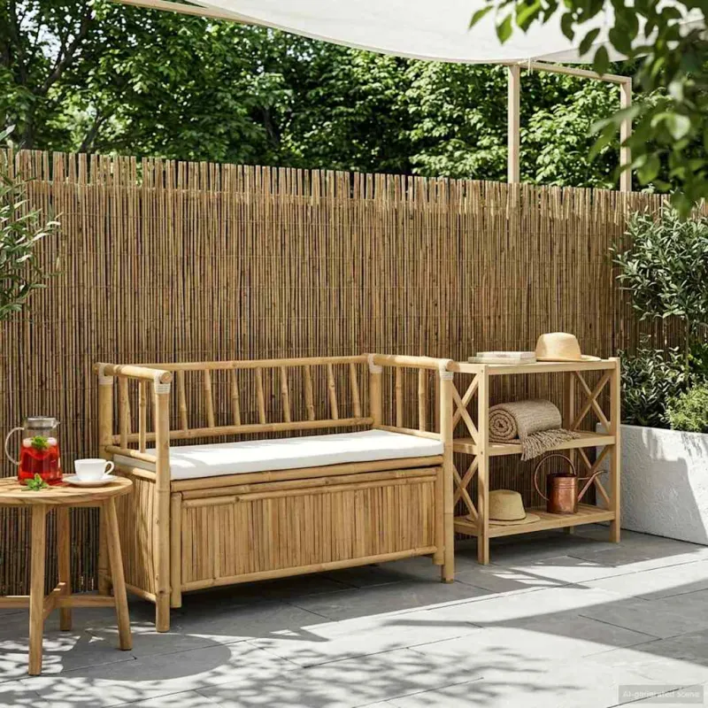 Sodo Saugojimo Suolas 110 x 47 x 80 cm Bambukas Natūrali