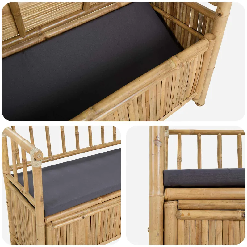 Sodo Saugojimo Suolas 110 x 47 x 80 cm Bambukas Natūrali