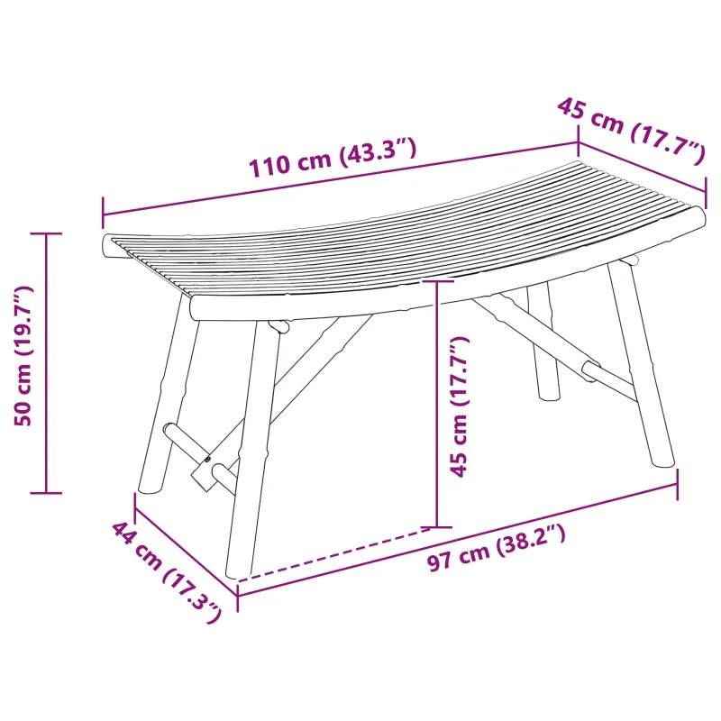 Sodo suolas Natūrali 110 x 45 x 50 cm Bambukas