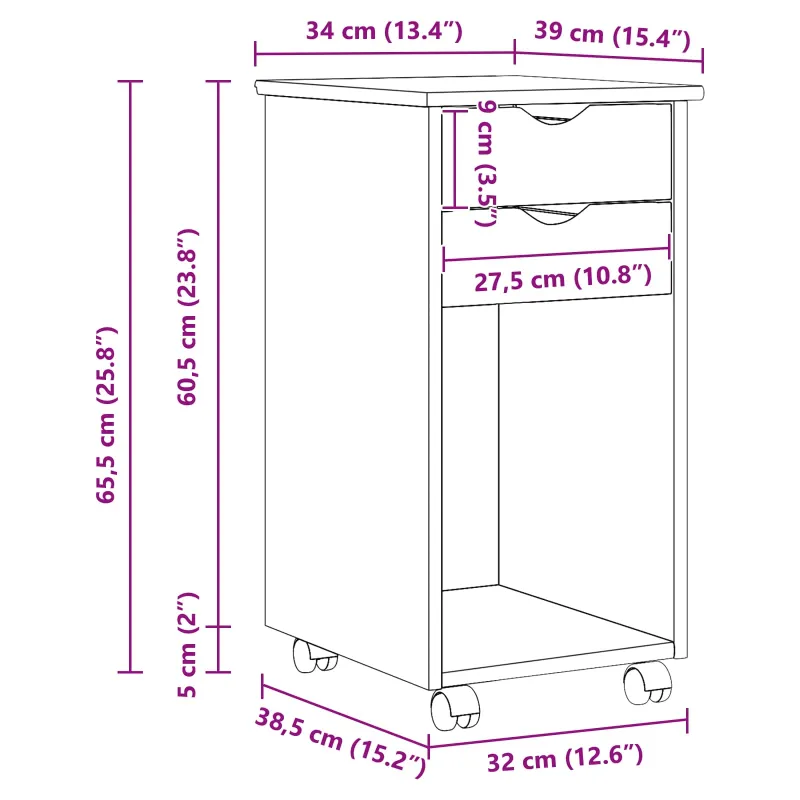 Ratuotas kabinetas Baltas 34 x 39 x 65,5 cm