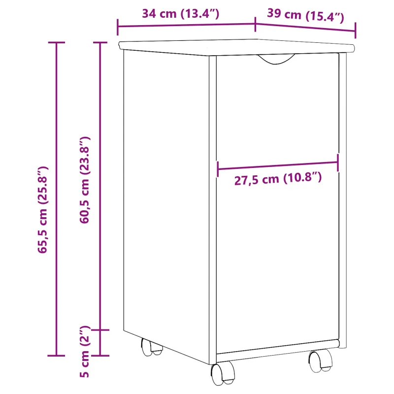 Ratuotas kabinetas su ratu Medus ruda 34 x 39 x 65,5 cm
