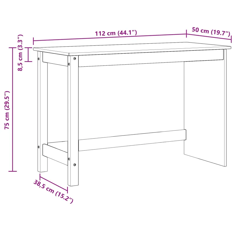 Stalas Balta 112 x 50 x 75 cm Kietas pušies medis