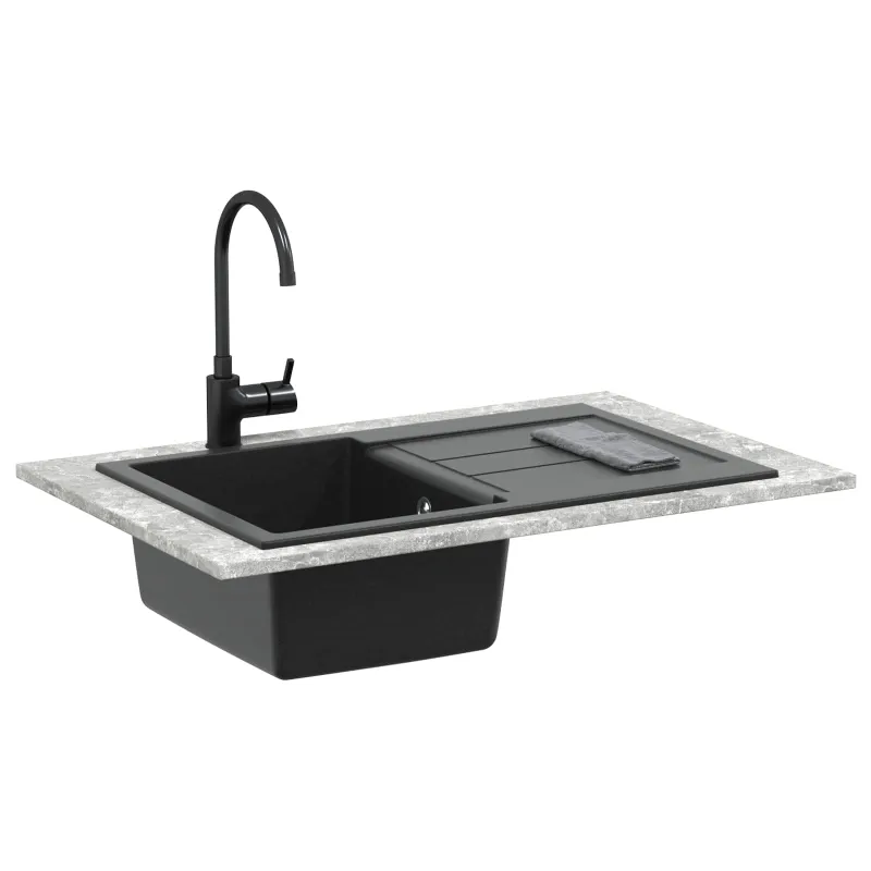 Kriauklė Juoda 780 x 500 mm 80% Kvarcas ir 20% Derva
