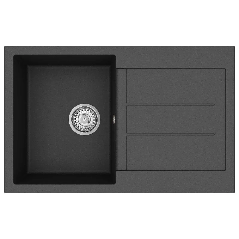 Kriauklė Juoda 780 x 500 mm 80% Kvarcas ir 20% Derva