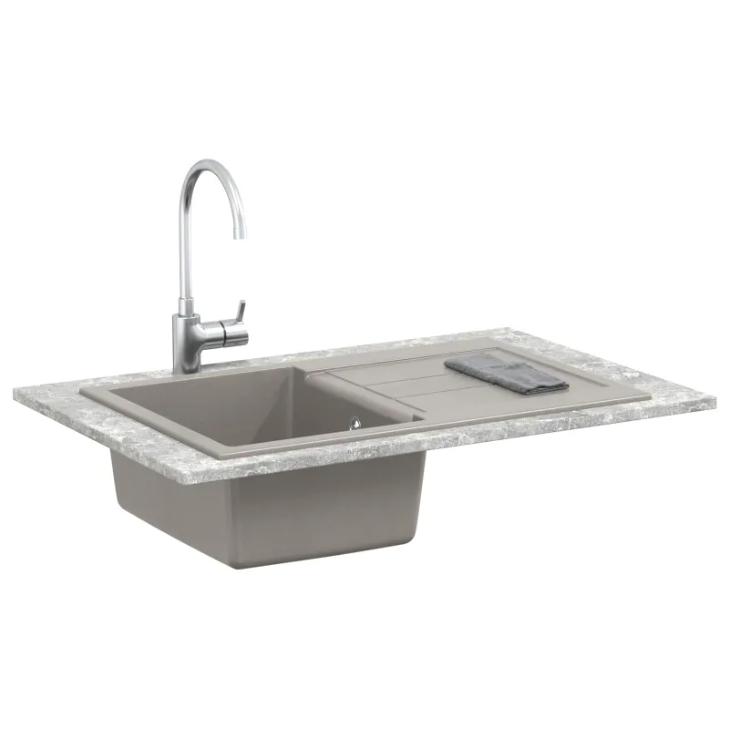 Kriauklė Pilka 780 x 500 mm 80% Kvarcas ir 20% Derva