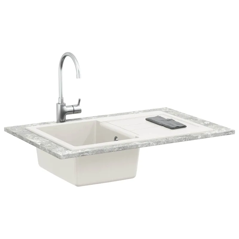 Kriauklė Balta 780 x 500 mm 80% Kvarcas ir 20% Derva