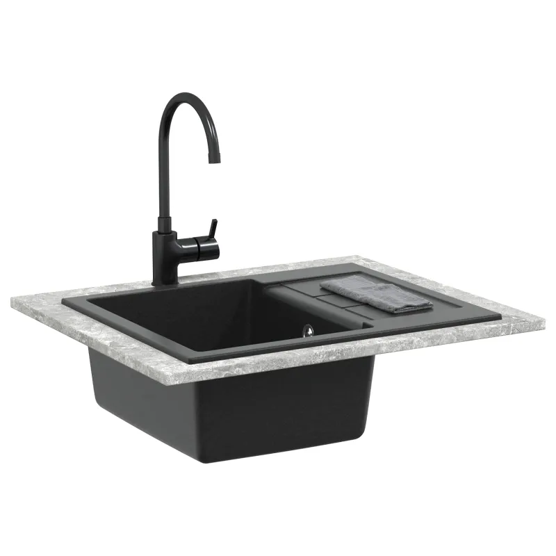 Kriauklė Juoda 620 x 500 mm 80% Kvarcas ir 20% Derva