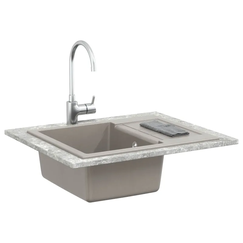 Kriauklė Pilka 620 x 500 mm 80% Kvarcas ir 20% Derva