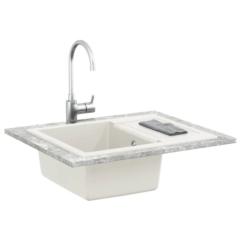 Kriauklė Balta 620 x 500 mm 80% Kvarcas ir 20% Derva