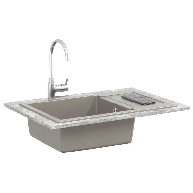 Kriauklė Pilka 780 x 500 mm 80% Kvarcas ir 20% Derva