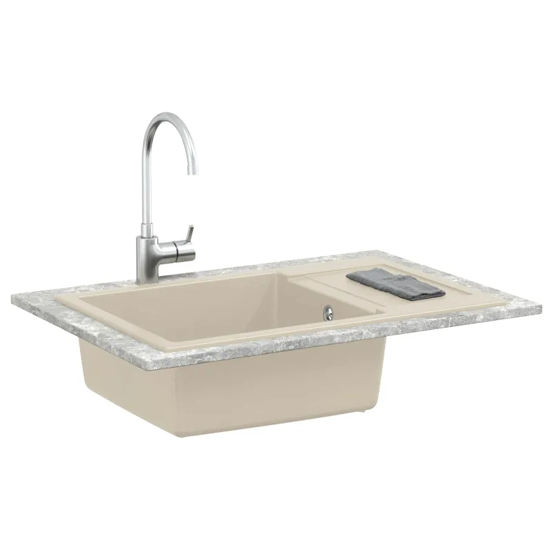Kriauklė Smėlio 780 x 500 mm 80% Kvarcas ir 20% Derva