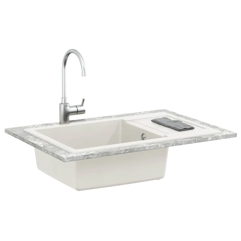 Kriauklė Balta 780 x 500 mm 80% Kvarcas ir 20% Derva