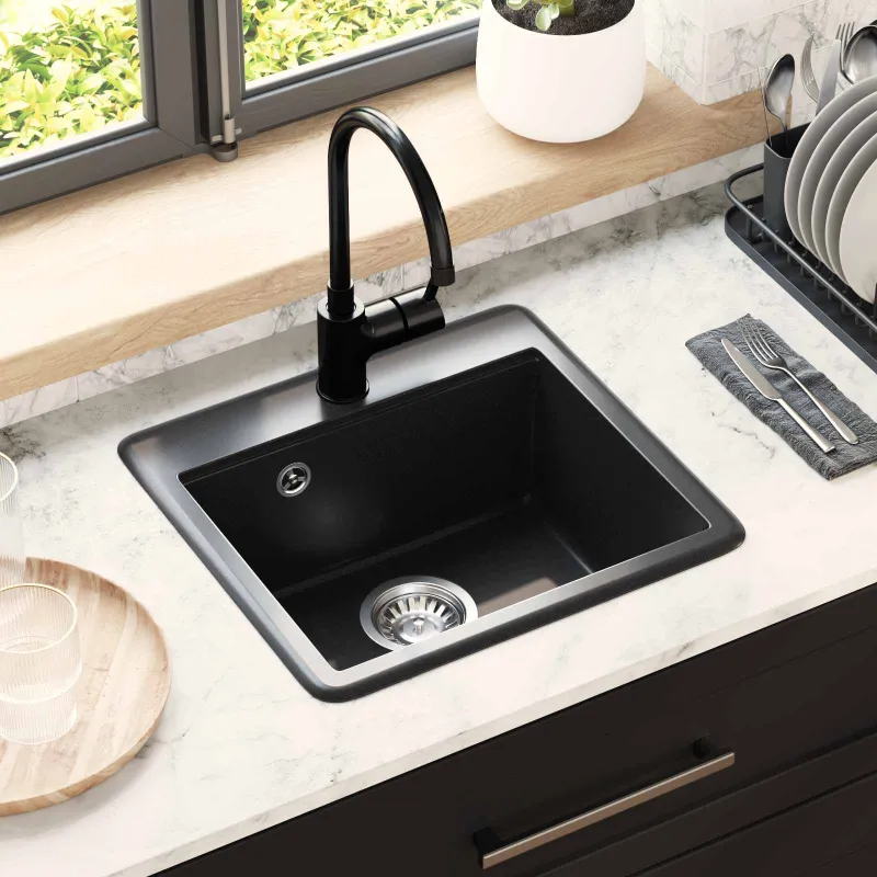 Kriauklė Juoda 470 x 440 mm Granitas