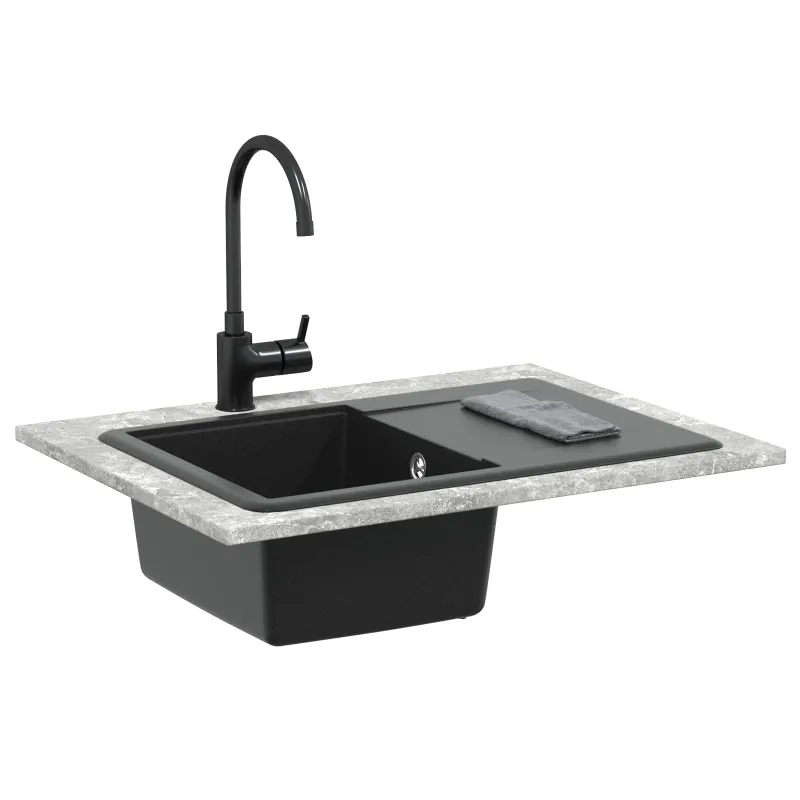 Kriauklė Juoda 670 x 460 mm Granitas