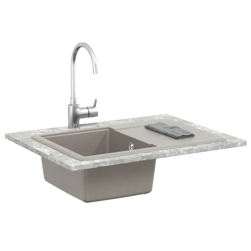 Kriauklė Pilka 670 x 460 mm 80% Kvarcas ir 20% Derva