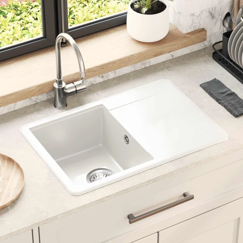 Kriauklė Balta 670 x 460 mm 80% Kvarcas ir 20% Derva