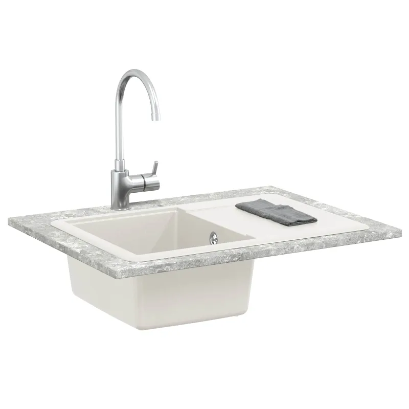 Kriauklė Balta 670 x 460 mm 80% Kvarcas ir 20% Derva