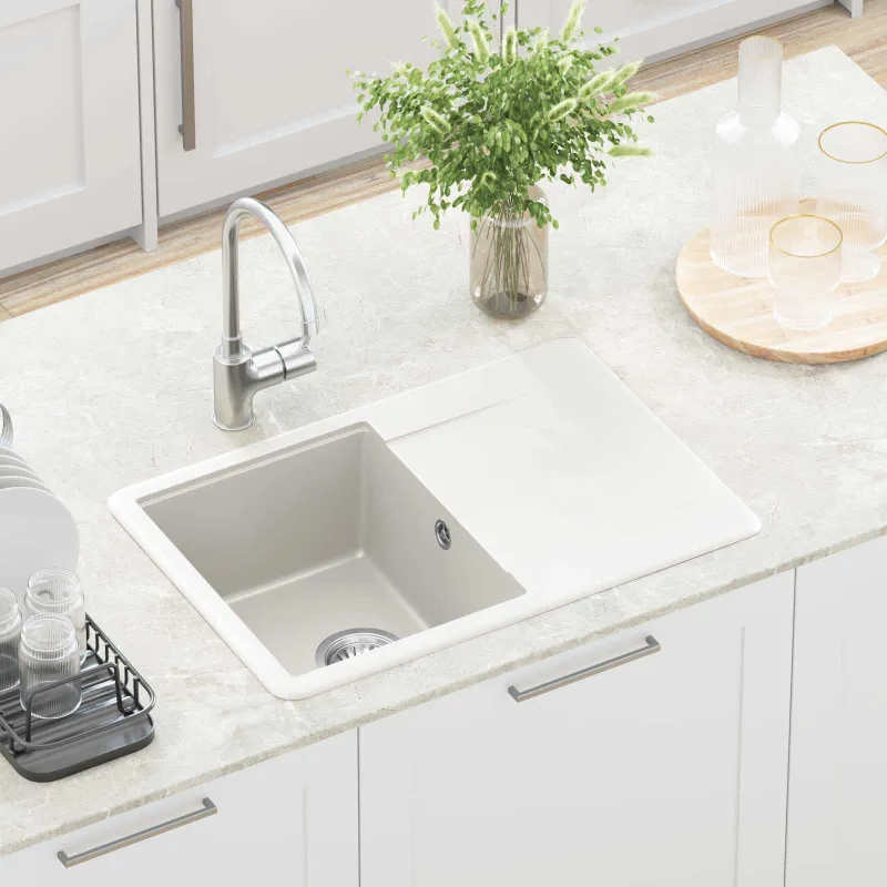 Kriauklė Balta 670 x 460 mm 80% Kvarcas ir 20% Derva