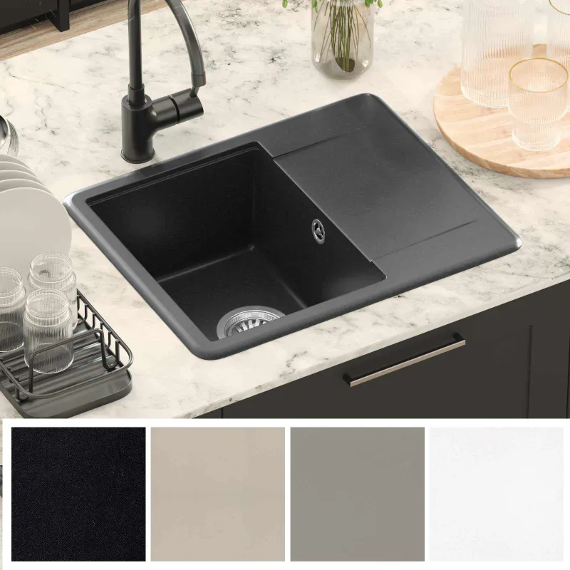 Kriauklė Juoda 560 x 460 mm 80% Kvarcas ir 20% Derva