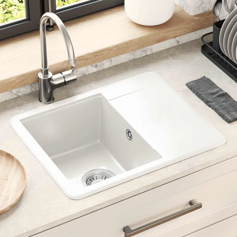 Kriauklė Balta 560 x 460 mm 80% Kvarcas ir 20% Derva