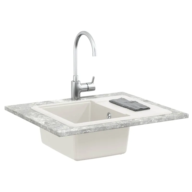 Kriauklė Balta 560 x 460 mm 80% Kvarcas ir 20% Derva
