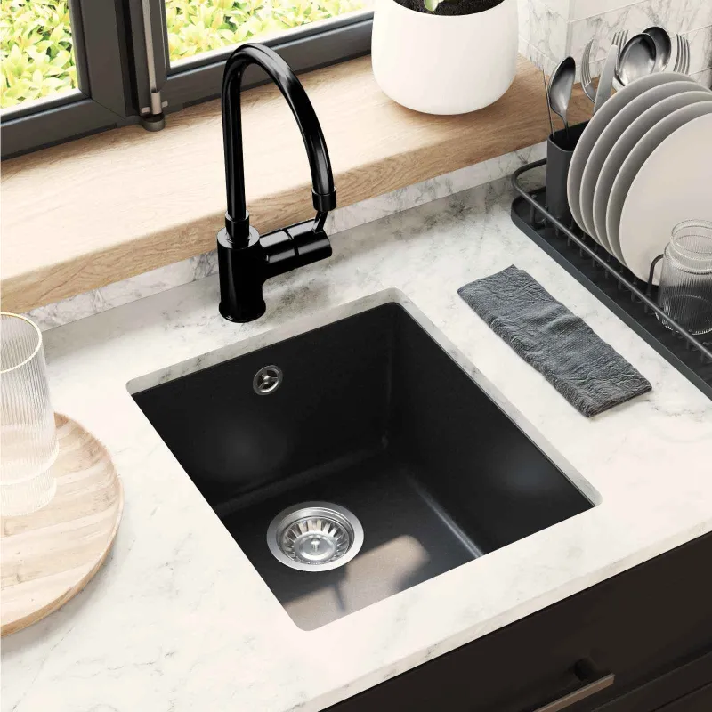 Kriauklė Juoda 370 x 460 mm 80% Kvarcas ir 20% Derva