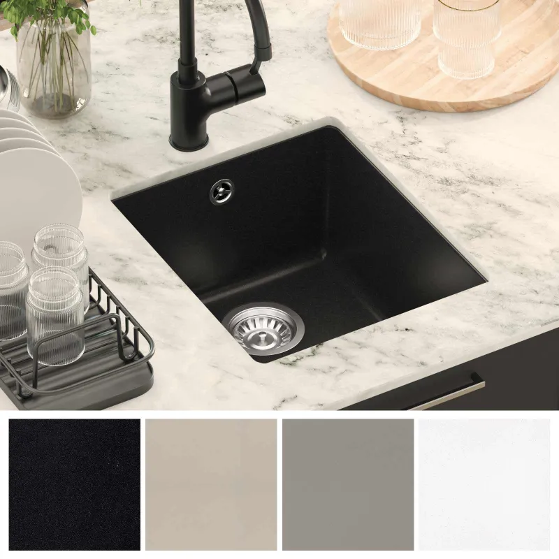 Kriauklė Juoda 370 x 460 mm 80% Kvarcas ir 20% Derva