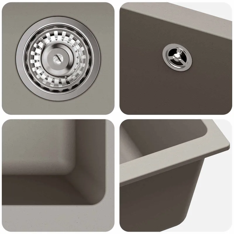 Kriauklė Pilka 370 x 460 mm 80% Kvarcas ir 20% Derva