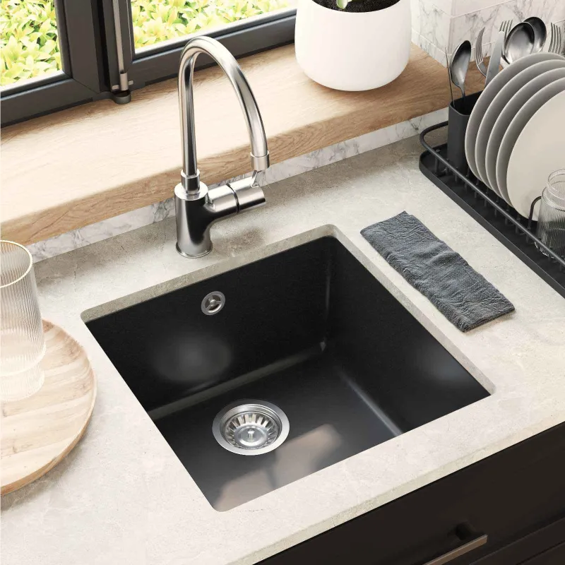 Kriauklė Juoda 430 x 460 mm 80% Kvarcas ir 20% Derva