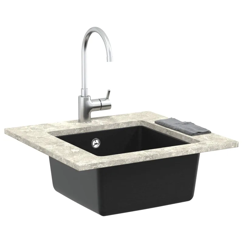 Kriauklė Juoda 430 x 460 mm 80% Kvarcas ir 20% Derva