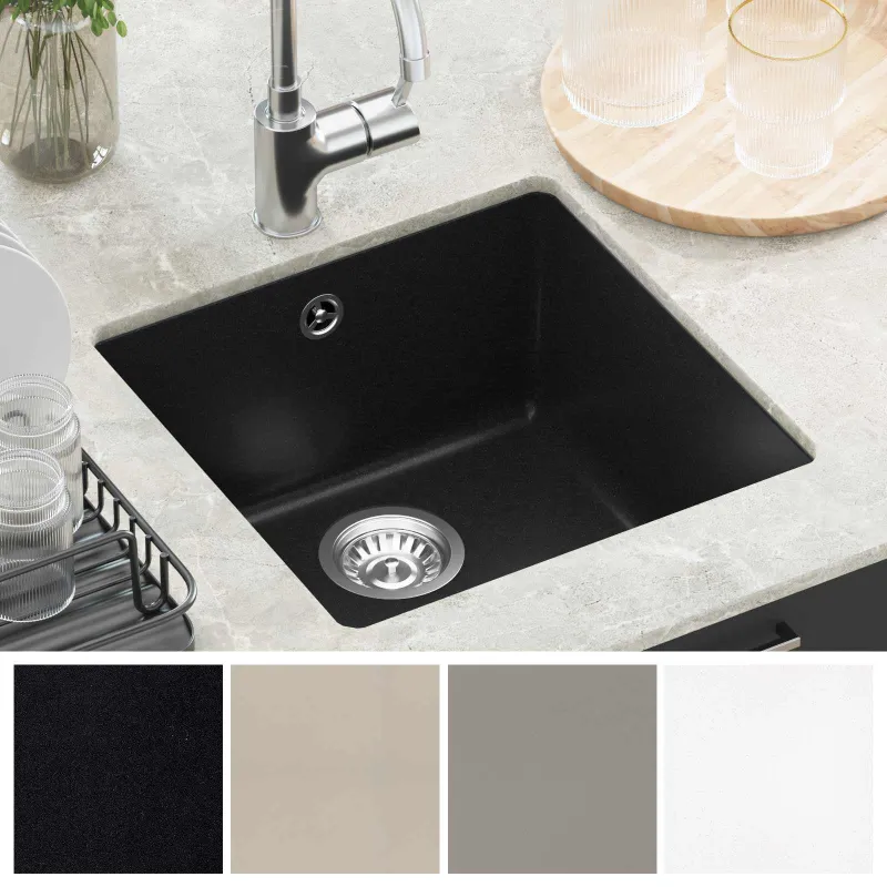 Kriauklė Juoda 430 x 460 mm 80% Kvarcas ir 20% Derva