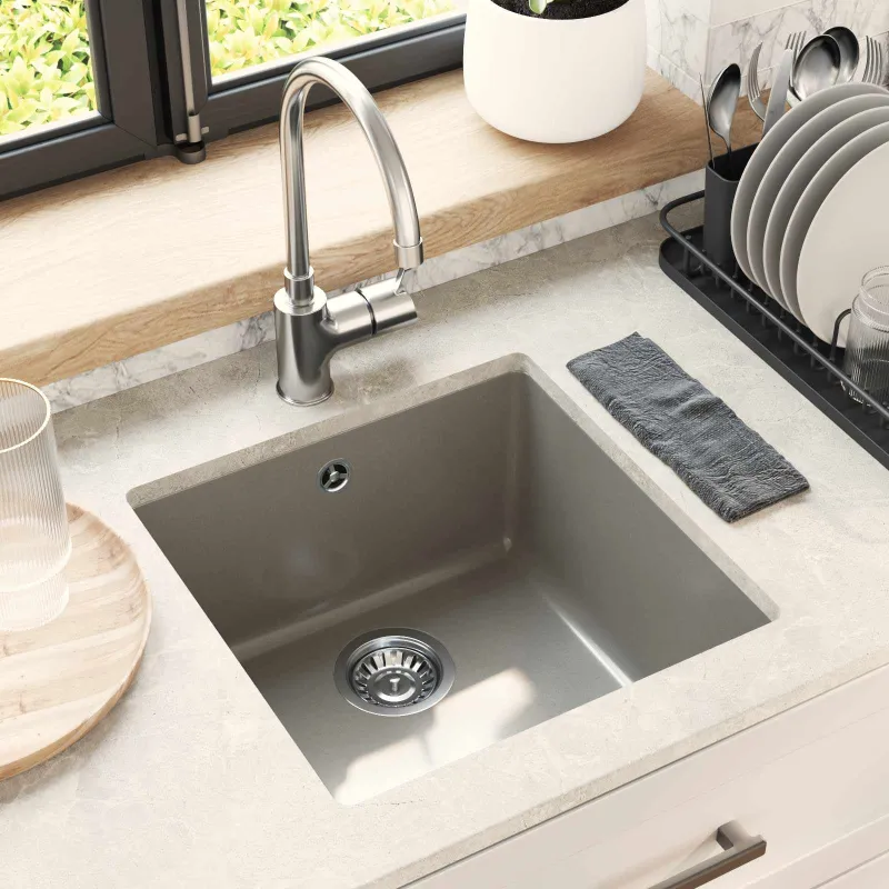 Kriauklė Pilka 430 x 460 mm 80% Kvarcas ir 20% Derva