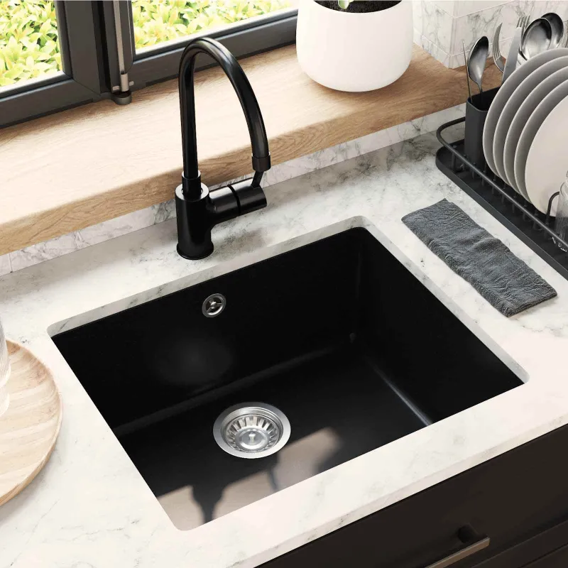 Kriauklė Juoda 530 x 460 mm 80% Kvarcas ir 20% Derva