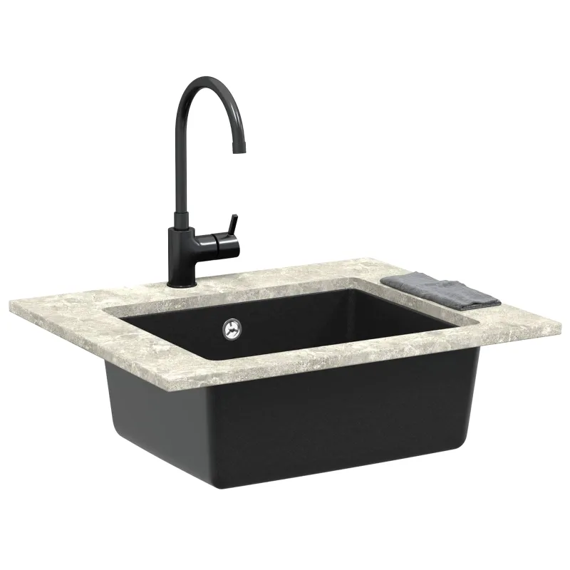 Kriauklė Juoda 530 x 460 mm 80% Kvarcas ir 20% Derva
