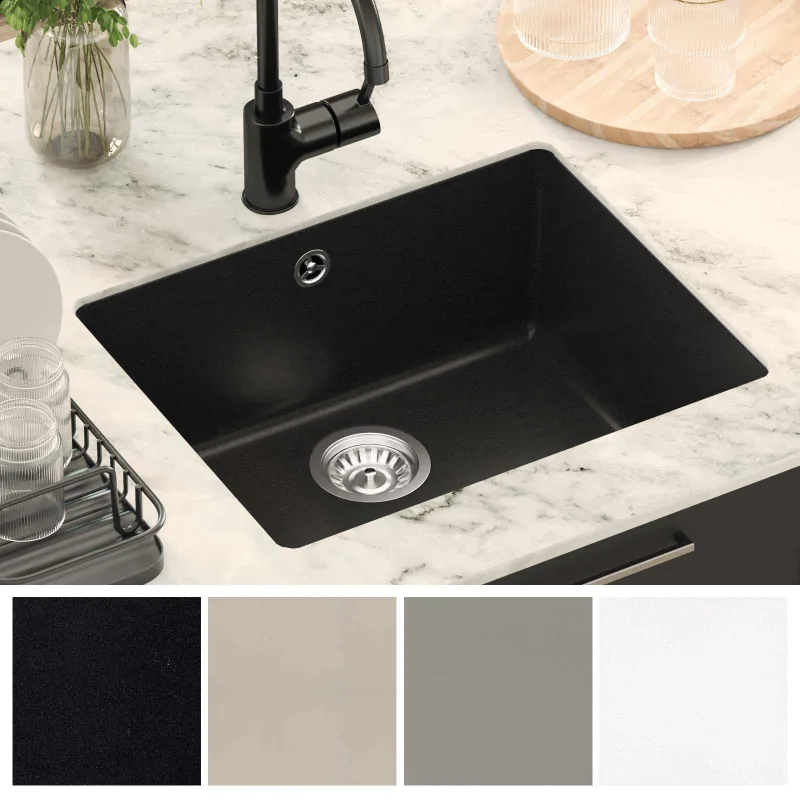 Kriauklė Juoda 530 x 460 mm 80% Kvarcas ir 20% Derva