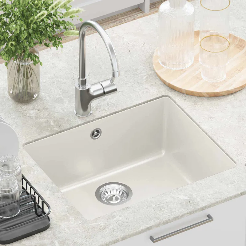 Kriauklė Balta 530 x 460 mm 80% Kvarcas ir 20% Derva