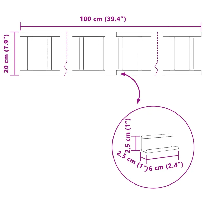 Stogo sniego sargas Antracitas 100 x 2,5 x 20 cm Plienas