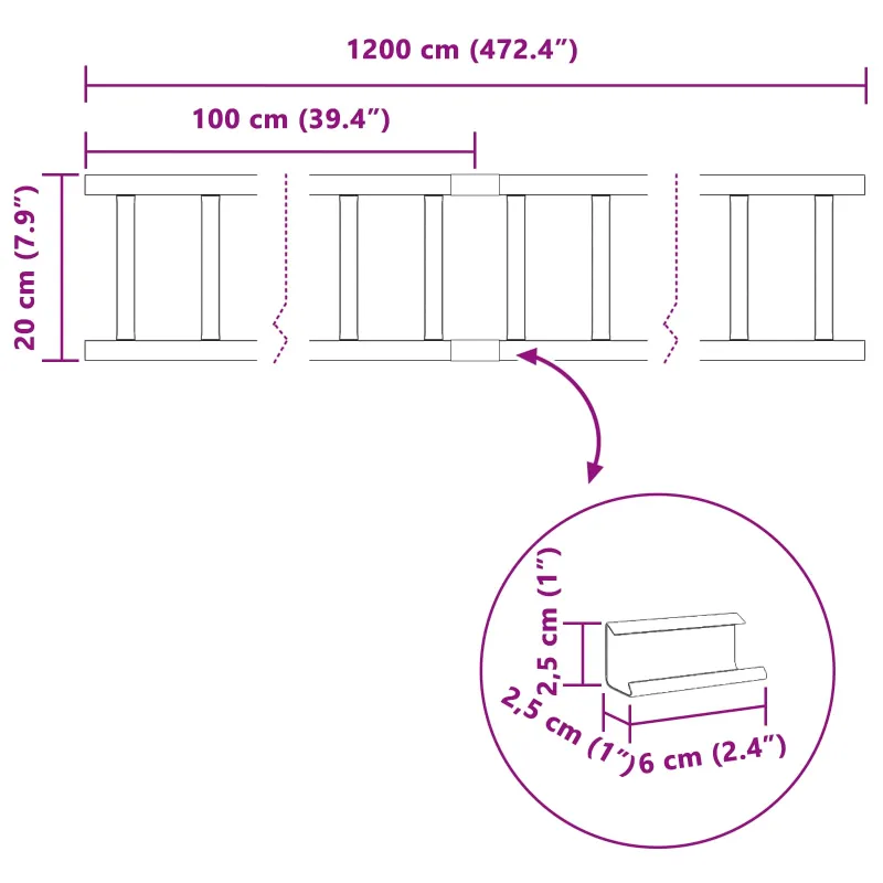 Stogo sniego sargas 1200 x 2,5 x 20 cm Plienas