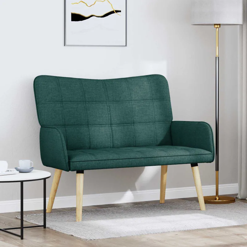Dvitaškė sofa Tamsiai žalia 115 x 61 x 87 cm Audinys
